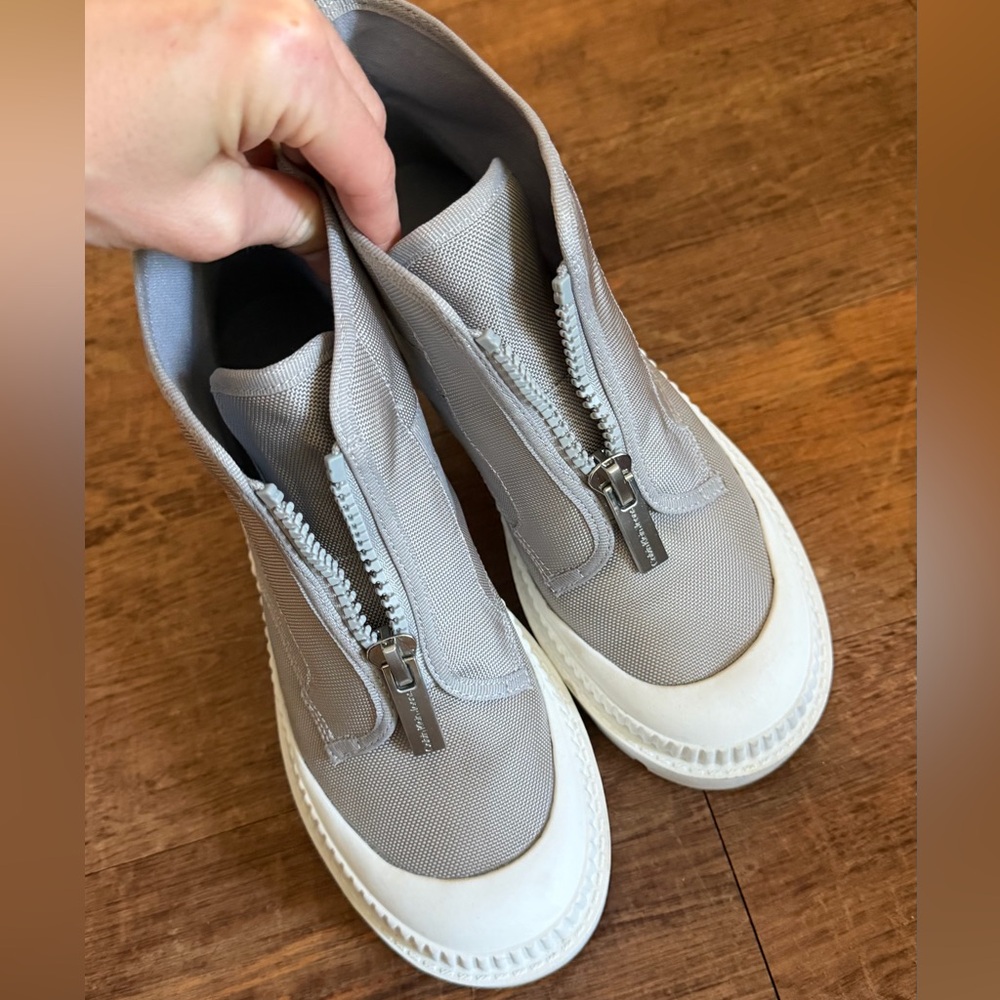 Calvin Klein Jeans Gray Ankle Boots with White Soles